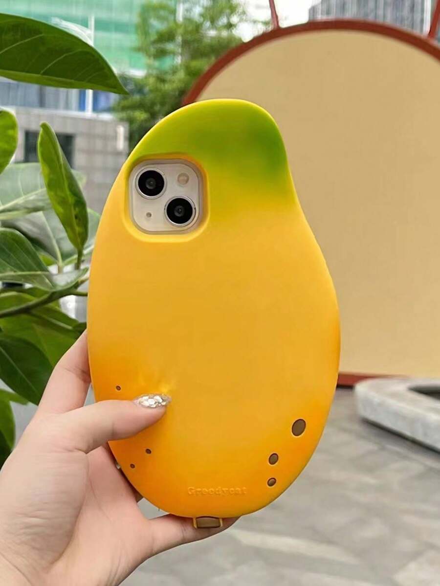 New Cute Creative 3D Mango Design Full Protection Anti-Drop Phone Case Compatible With Apple 11/12/13/14/15 PRO/PRO MAX - Yellow - View 1