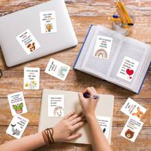 50 Pcs Cute Cartoon Animal Postcards With Motivational Text To Encourage Workplace Workers. Inspirational Cards With A Positive Attitude And Positive Energy. Quotations Cards - Multicolor - View 7