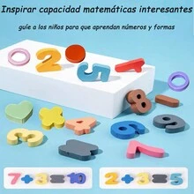 MITEGELO Rompecabezas de madera para niños, material didactico para la comprensión temprana de números y gráficos de los niños, adecuado para juguetes educativos 1-2 años para niños. - Multicolor - Ver 4