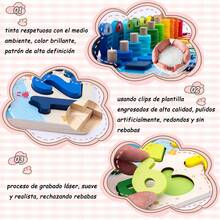 MITEGELO Rompecabezas de madera para niños, material didactico para la comprensión temprana de números y gráficos de los niños, adecuado para juguetes educativos 1-2 años para niños. - Azul y blanco - Ver 3