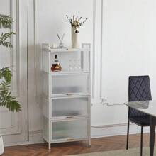 5-Layer Multifunctional Storage Cabinet With Cabinet Door Storage Cabinet Rack Storage Rack White