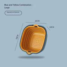 6入組雙層廚房塑料水果和蔬菜過濾瀝水籃,可用於排水和儲存