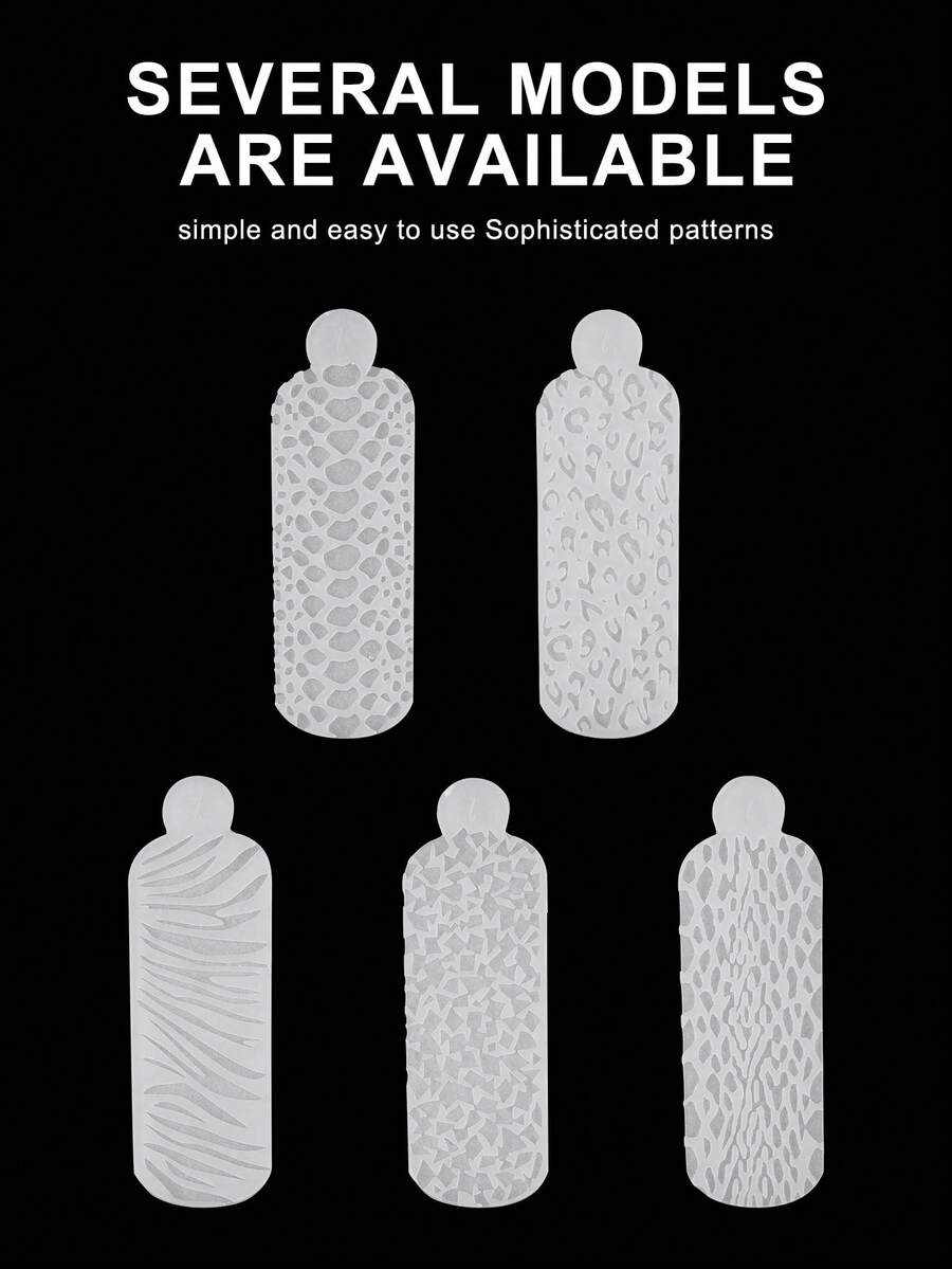 60 piezas/Caja Molde de arte de uñas 3D de silicona, incluye 5 patrones con 12 tamaños diferentes por patrón, combinación versátil, silicona suave reutilizable - Blanco - Ver 1