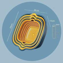 6入組雙層廚房塑料水果和蔬菜過濾瀝水籃,可用於排水和儲存