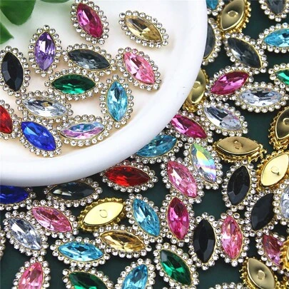 50颗平底手工/自粘水钻铆钉，适用于DIY服装、鞋子、包包、发饰