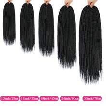 Extensiones de cabello de trenzas boxeadoras de 10/14/18/24/30 pulgadas en croché, cabello en croché pre-ensamblado para mujeres, trenzas boxeadoras sin nudos, extensiones de cabello trenzado en caja - Negro - Ver 4