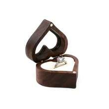 1 Pieza Caja de joyería de madera en forma de corazón, exhibidora de anillos, estuche para guardar anillos de compromiso y boda de parejas, regalo del Día de San Valentín y para volver a la escuela