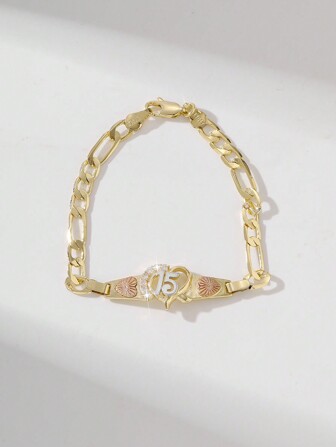 1入時尚簡約銅製手繪彩色15號手鐲，情侶、朋友或家人日常或特別場合佩戴的完美禮物