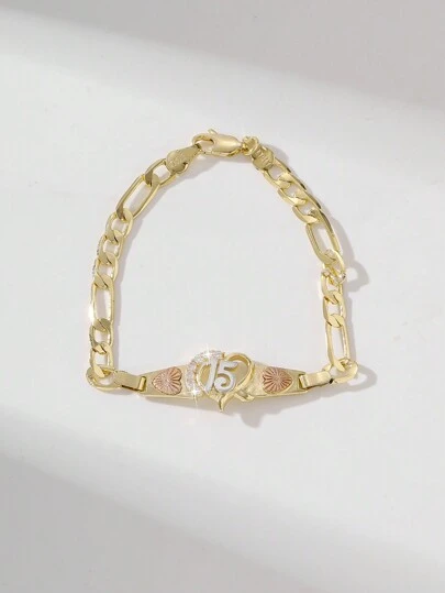 1入時尚簡約銅製手繪彩色15號手鐲，情侶、朋友或家人日常或特別場合佩戴的完美禮物