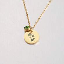 Colier cu pandantiv cu nume personalizat Colier cu flori de naștere pentru femei Margarete florale lunare din oțel inoxidabil Nume gravat cu flori Colier cu pandantiv Bijuterii personalizate Choker Cadou de aniversare