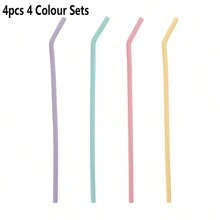 4 piezas de Pajitas reutilizables de silicona para la cocina, regalo de Navidad