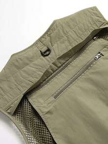 Áo Vest Tiện Ích Chụp Ảnh Nhẹ Ngoài Trời Cho Nam, Áo Vest Lưới Câu Cá Thông Thường Mùa Hè Có Nhiều Túi - Màu Khaki - Xem 8