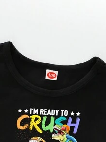 2入組年輕男孩潮流印花短褲套裝，適合休閒穿著 - 黑色 - 查看 3