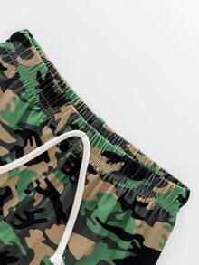 2入組年輕男孩潮流印花短褲套裝，適合休閒穿著 - 黑色 - 查看 6