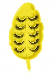 MAGEFY 5pairs/Set 3D Faux Mink Hair Fluffy False Eyelashes With Leaf-Shaped Tray, Natural Looking, Thick And Soft, Reusable, Individual Packaging, Makeup Tool For Beauty - Bulu mata Cris Cross - View 12