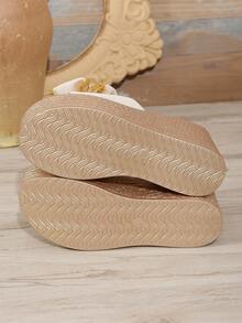 春夏季新款花朵印花波西米亞風格女士厚底拖鞋，防水底平臺，易穿脫式設計，魚口露趾，沙灘旅行鞋，大尺码