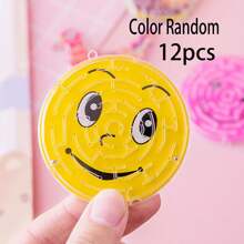 1/12pcs 微型手持滚球迷宫玩具，颜色/款式随机，节日庆祝礼物，带搞笑脸的可爱玩具，趣味玩具，鲨鱼玩具，儿童玩具，趣味玩具，儿童礼物，玩具，小玩具 - 彩色 - 查看 7