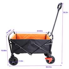 Collapsible Oxford Cloth Steel Frame Foldable Wagon, Heavy Duty Folding Utility Garden Cart With Wheels, Outdoor Portable Garden Cart Utility Wagon For Camping, Garden, Sports,  Beach Cart,Picnic (Multicolor) - Brake+Orange+Black - View 8