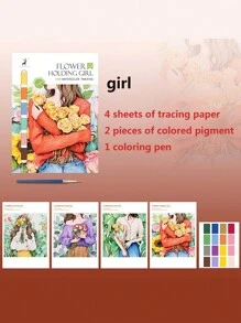 Cahier de coloriage aquarelle créatif, livre de dessin et de gribouillage anti-stress, dessins animés avec papier et peintures aquarelle. Cadeau pour la rentrée scolaire, la fête des mères, pour maman, fournitures scolaires