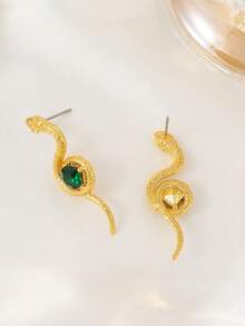 AIBINUO 1 对优雅蛇形耳环，适合女士，复古时尚扭纹蛇形耳钉，时尚个性化日常/派对礼物