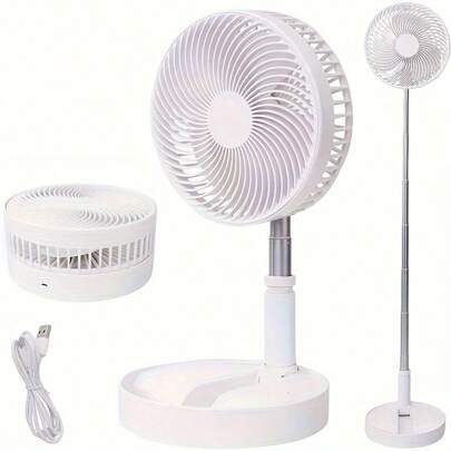 1PC Height Adjustable Rechargeable Portable Fan - 4-Speed Settings, Seamless Oscillation