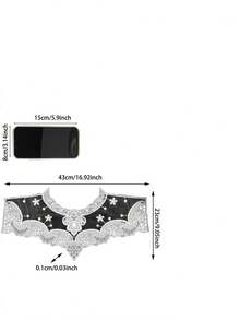 1入組水溶性蕾絲刺繡刺繡牛奶絲鏤空胸花翻領花假領婚禮派對裝飾用品 - 黑色 - 查看 3