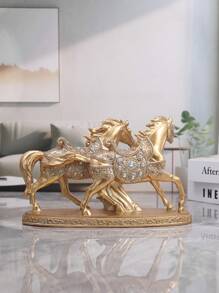海賊王戰馬裝飾品，鑲有鑽石裝飾的奔馳馬裝飾雕像 - 金色 - 查看 4