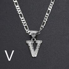 1入組女性金/銀鍍A-Z字母吊墜項鍊首飾類適用於生日,派對,婚禮 - 銀色 - 查看 34