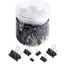 100 piezas de clips para carpeta de tamaños surtidos, extra grande, grande, mediano, pequeño, mini y micro, clips de papel para oficina, hogar y escuela, para cubrir diferentes necesidades - Negro, de vuelta a la escuela, útiles escolares