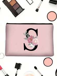化妆包 化妆袋 钱包 姓名首字母 A-Z 图案 洗漱包 洗漱袋 拉链手机包 铅笔袋 手拿包 教师礼物 女士旅行必备品 女孩礼物 化妆工具 化妆刷收纳 - 粉色 - 查看 3