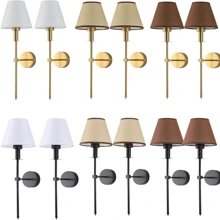 E27/E26 Holder Wall Sconces , Retro Industrial Wall Lamps, Bathroom Vanity Sconces Wall Lighting With White Fabric Shade, Suitable For Bedroom Living Room Corridor Kitchen