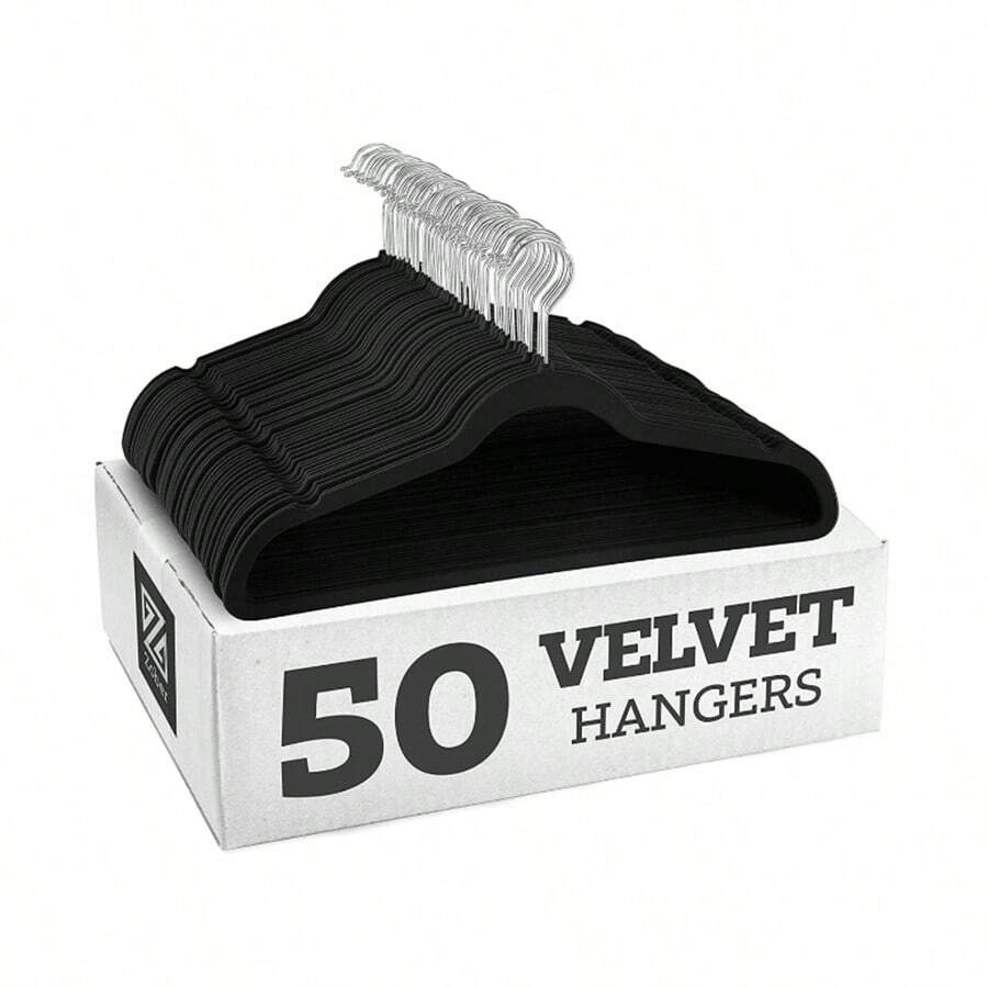 Set Of 50 Premium Non-Slip Velvet Clothes Hooks