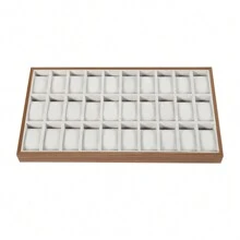 30 Grid Watch Jewelry Tray Organizer Wooden Box Organizer Display Tray Watch Bracelet Display Holder With Removable Pillow For Men & Women Storage And Display