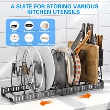 Organizador De Sartenes Y Ollas De 14 Sartenes Expandible - Negro - Ver 5