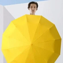 72 Knochen super starker windfester automatischer Sonnenschirm für Männer Frauen, großer regenfester sonnenschutz UV-Schutz Faltsonnenschirm (Gelb) Sommerkühlende, Strand, Reise