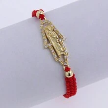 1 pezzo Braccialetto intrecciato con tracolla a manico vuota dipinta a mano in rame placcato in oro 18K incastonati in diamanti a forma di retrò Giuda / Vergine Maria. Unisex. Regalo perfetto per la festa del Papà e per la famiglia e gli amici. Alla moda e unico. - Multicolore - Visualizzare 8