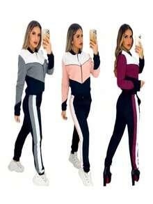 Women Two-Piece Outfits - 酒紅色 - 查看 3