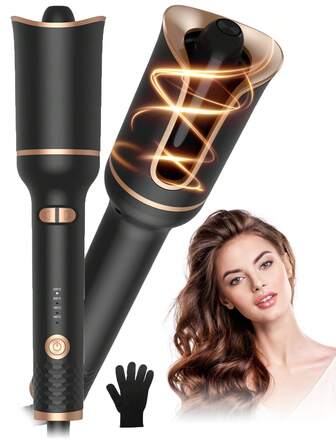 Right & Left Auto Hair Curler, Automatic Rotating Curling Iron Wand, Hair Curling Iron With Large Rotating Barrel, 110-240V Dual Voltage Fast Heating Auto Shut-Off, Hair Caring Iron For Hair Styling
