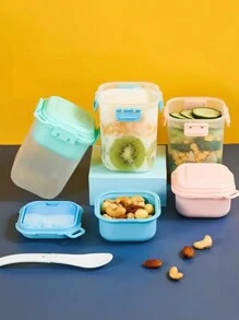 1 Peça Copo para Salada, Copo para Aveia, Agitador de Salada, Copo para Iogurte, Recipiente de Salada Saudável de Plástico com Colher, Suporte para Molho de Salada, Copo para Salada de Piquenique, Almoço, Café da Manhã, Copo para Salada com Tampa, Recipiente para Salada, Recipiente para Salada de Almoço, Kit de Salada. O Presente de Natal Perfeito