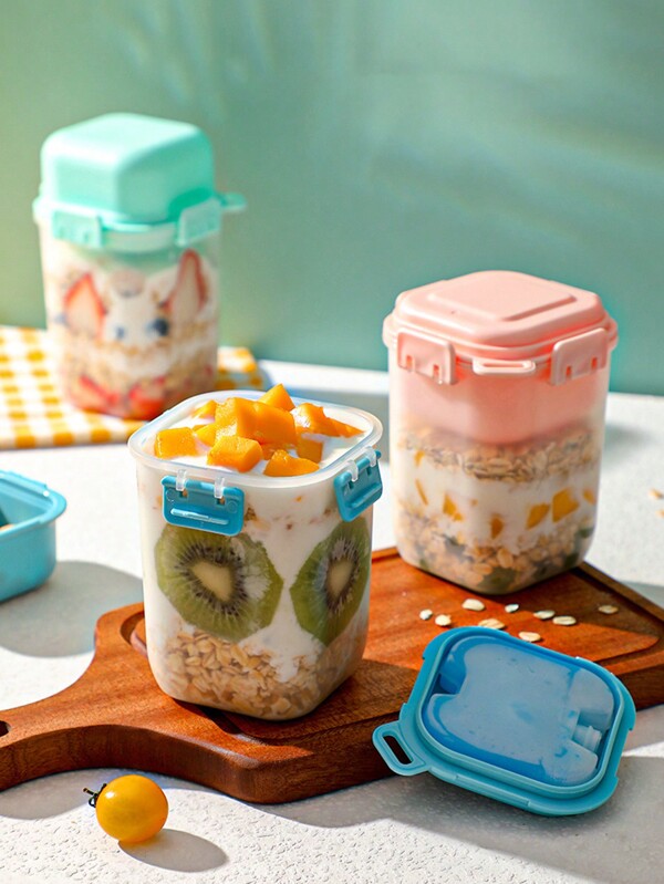 1 Stück, Salatbecher, Haferbrei-Becher, Salat-Mahlzeiten Shaker Becher, Joghurt-Becher, Plastik Gesunder Salat Behälter mit Löffel, Salatsauce Halter, Salat Becher für Picknick Mittagessen Frühstück, Salat Becher mit Deckel, Salat Behälter zum Mitnehmen, Salat Behälter für Mittagessen, Salat Set, Küche, Weihnachtsgeschenk