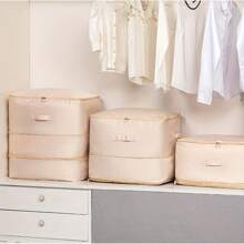 Space Saving Ultra Compression Storage Tote Bag - Heavy Duty, Multipurpose, Rectangle Fabric Organizer For Comforters, Clothes, And Blankets - Non-Waterproof, Classic Style With Other Closure Type School Organizer Bags Teacher Storage Bags - Khaki - View 3
