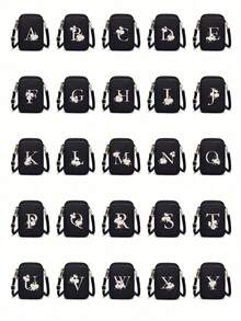 1 chiếc Túi đeo chéo thời trang giải trí có túi vải đựng điện thoại di động Ví đựng tiền xu theo chiều dọc khi đi du lịch. Quà tặng trở lại trường - màu đen - Xem 3