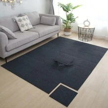 自粘拼接地毯，適用於客廳、臥室、床邊，女孩房間家用地墊，大面積地毯，毛絨墊，房間裝飾 - 黑色 - 查看 3