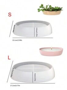 椭圆形储物托盘硅胶蜡烛模具 DIY 船形蜡烛容器工艺品制作石膏树脂花盆铸造模具家居装饰 - 白色矽膠模具 - 查看 2