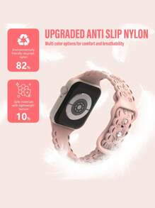 Floral Engraved Flower Band Compatible With Apple Watch Band 40mm 38mm 41mm 42mm 44mm 45mm 46mm 49mm Women, Rose Sport Silicone Wristbands Replacement Compatible With Apple Watch Series 11 10 9 8 7 SE Ultra 6 5 4 3 2 1 - Black - View 7