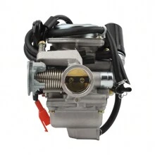 PowerMotor 摩托車配件PD24J化油器，摩托車改裝Ghost Fire GY6 Kymco Haomai 125 150 機車化油器組件 - 銀色 - 查看 3
