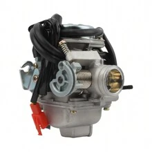 PowerMotor 摩托車配件PD24J化油器，摩托車改裝Ghost Fire GY6 Kymco Haomai 125 150 機車化油器組件 - 銀色 - 查看 2