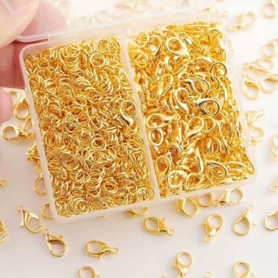 150顆/盒龍蝦扣彈簧環設置，包含100顆彈簧環和50個龍蝦扣，適用於DIY手鍊項鍊首飾製作，銀色