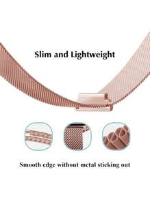 20/22MM Watch Strap, Soft And Breathable, Milanese Style Stainless Steel Braided Ring Magnetic Buckle Watch Strap, Suitable For Men And Women. Compatible With Samsung Galaxy Watch, Compatible With Google Watch, Compatible With Huawei Watch, Compatible With Xiaomi Watch. Suitable For All Watch Straps With A Width Of 20MM To 22MM. - Pink - View 3