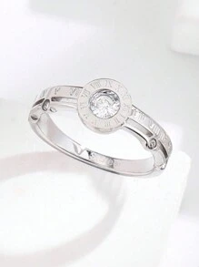 1 Stück Edelstahl-Ring mit gekreuzten römischen Ziffern und Zirkonia, modischer europäischer und amerikanischer Stil mit schlichtem Design, hochwertig mit Nische und Ins-Stil, süß und zart personalisierter kreativer Ringfür den Zeigefinger für den täglichen Gebrauch von Frauen - Diamantring mit römischen Ziffern - Übersicht 19